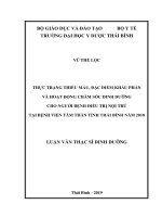 Thực trạng thiếu máu, đặc điểm khẩu phần và hoạt động chăm sóc dinh dưỡng cho người bệnh điều trị nội trú tại bệnh viện tâm thần tỉnh thái bình năm 2018 