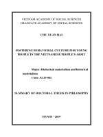 Bồi dưỡng văn hóa ứng xử cho thanh niên quân đội nhân dân việt nam hiện nay tt tiếng anh