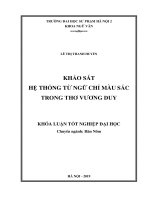 Khoá luận tốt nghiệp Khảo sát hệ thống từ ngữ chỉ màu sắc trong thơ Vương Duy