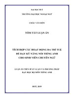 Tích hợp các hoạt động đa trí tuệ để phát triển kỹ năng nói tiếng anh cho sinh viên chuyên ngữ (tt) 