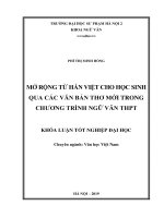 Khoá luận tốt nghiệp Mở rộng từ Hán Việt cho học sinh qua các văn bản Thơ Mới trong chương trình Ngữ văn THPT