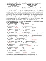 Đề thi học Kỳ I Môn Tiếng Anh Lớp 8