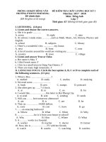 Đề thi học kỳ I môn Tiếng Anh Lớp 7