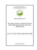Huy động nguồn lực trong xây dựng nông thôn mới tại huyện Ngân Sơn, tỉnh Bắc Kạn (Luận văn thạc sĩ)