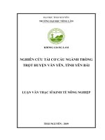 Nghiên cứu tái cơ cấu ngành trồng trọt huyện Văn Yên, tỉnh Yên Bái (Luận văn thạc sĩ)