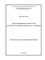 Quản trị kho hàng trung tâm tại công ty cổ phần logistics SC – TH group 