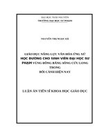 Giáo dục năng lực văn hóa ứng xử học đường cho sinh viên đại học sư phạm vùng đồng bằng sông Cửu Long trong bối cảnh hiện nay.