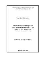 Nhân thân người phạm tội trên địa bàn thành phố bà rịa, tỉnh bà rịa  vũng tàu 