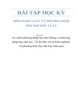 Bài tập lớn Nghề luật  phương pháp học luật: So sánh phương pháp học phổ thông và phương pháp học đại học. Từ đó hãy rút ra kinh nghiệm về phương thức học đại học hiệu quả