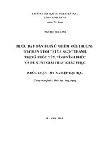 Bước đầu đánh giá ô nhiễm môi trường do chăn nuôi tại xã ngọc thanh, thành phố phúc yên, tỉnh vĩnh phúc và đề xuất giải pháp khắc phục 