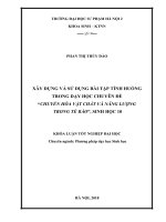 Xây dựng và sử dụng bài tập tình huống trong dạy học chuyên đề “chuyển hóa vật chất và năng lượng trong tế bào”, sinh học 10 