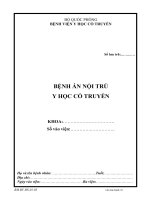 Biểu mẫu BỆNH ÁN NỘI TRÚ Y HỌC CỔ TRUYỀN