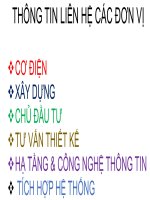 THÔNG TIN LIÊN HỆ CÔNG TY CƠ ĐIỆN, CÔNG TY XÂY DỰNG, TƯ VẤN THIẾT KẾ, CHỦ ĐẦU TƯ, CÔNG NGHỆ THÔNG TIN