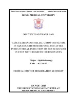 Nghiên cứu nồng độ yếu tố tăng sinh tân mạch trong thủy dịch trước và sau tiêm nội nhãn bevacizumab ở bệnh võng mạc đái tháo đường tt tiếng anh 