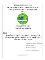 NGHIÊN CỨU THỰC TRẠNG XÂY DỰNG, VẬN HÀNH,KHAI THÁC VÀ CHIA SẺ CƠ SỞ DỮ LIỆU ĐẤT ĐAITẠI VIỆT NAM