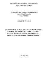 Nghiên cứu đặc tính sinh học và biện pháp phòng trừ bọ vòi voi diocalandra frumenti (coleoptera curculionidae) hại dừa tại đồng bằng sông cửu long tt tiếng anh 