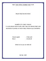 Nghiên cứu thực trạng và giải pháp chăn nuôi, tiêu thụ sản phẩm thịt lợn đảm bảo vệ sinh an toàn thực phẩm tại Lâm Đồng tt