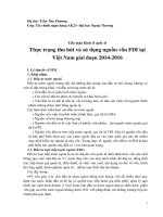 Thực trạng thu hút và sử dụng nguồn vốn FDI tại   Việt Nam giai đoạn 2014-2016