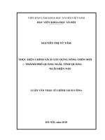 Thực hiện chính sách xây dựng nông thôn mới ở thành phố quảng ngãi, tỉnh quảng ngãi hiện nay 