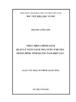 Thực hiện chính sách quản lý ngân sách nhà nước ở huyện thăng bình, tỉnh quảng nam hiện nay 