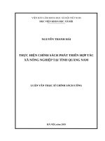 Thực hiện chính sách phát triển hợp tác xã nông nghiệp tại tỉnh quảng nam 