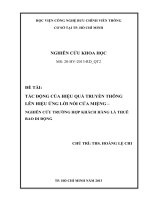 TÁC ĐỘNG CỦA HIỆU QUẢ TRUYỀN THÔNG LÊN HIỆU ỨNG LỜI NÓI CỬA MIỆNG –  NGHIÊN CỨU TRƯỜNG HỢP KHÁCH HÀNG LÀ THUÊ BAO DI ĐỘNG
