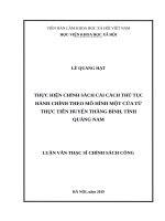 Thực hiện chính sách cải cách thủ tục hành chính theo mô hình một cửa từ thực tiễn huyện thăng bình, tỉnh quảng nam 