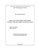 Pháp luật về bảo hiểm thất nghiệp từ thực tiễn thực hiện tại tỉnh bắc ninh 