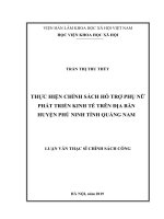 Thực hiện chính sách hỗ trợ phụ nữ phát triển kinh tế trên địa bàn huyện phú ninh, tỉnh quảng nam 