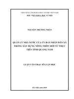 Quản lý nhà nước của ủy ban nhân dân xã trong xây dựng nông thôn mới từ thực tiễn tỉnh quảng nam 