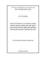 Quản lý vốn đầu tư xây dựng cơ bản thuộc chương trình mục tiêu quốc gia xây dựng nông thôn mới trên địa bàn huyện quế sơn, tỉnh quảng nam 