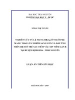 Nghiên cứu tỷ lệ mang HBsAg ở người mẹ mang thai lây nhiễm sang con và đáp ứng miễn dịch ở trẻ sau tiêm vắc xin viêm gan b tại huyện định hóa – thái nguyên 
