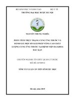 Phân tích thực trạng cung ứng thuốc và đánh giá một số giải pháp nhằm nâng cao chất lượng cung ứng thuốc tại bệnh viện đa khoa bắc kạn tt 