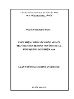 Thực hiện chính sách bảo vệ môi trường trên địa bàn huyện sơn hà, tỉnh quảng ngãi hiện nay 