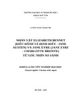 Nhân vật elizabeth bennet (kiêu hãnh và định kiến   jane austen) và jane eyre (jane eyre   charlotte bronte) từ góc nhìn so sánh 