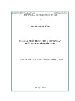 Quản lý phát triển nhà ở công nhân trên địa bàn tỉnh bắc ninh 