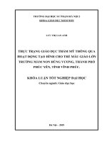 Thực trạng giáo dục thẩm mỹ thông qua hoạt động tạo hình cho trẻ mẫu giáo lớn ở trường mầm non hùng vương, thành phố phúc yên, tỉnh vĩnh phúc 