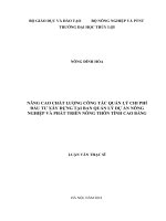 Nâng cao chất lượng công tác quản lý chi phí đầu tư xây dựng tại ban quản lý dự án nông nghiệp và phát triển nông thôn tỉnh cao bằng 