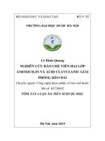 Nghiên cứu bào chế viên hai lớp amoxicilin và acid clavulanic giải phóng kéo dài tt 