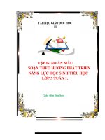 TẬP GIÁO ÁN MẪU SOẠN THEO HƯỚNG PHÁT TRIỂN NĂNG LỰC HỌC SINH TIỂU HỌC  LỚP 3 TUẦN 1.