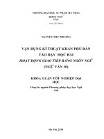 Vận dụng kĩ thuật khăn phủ bàn vào dạy học bài hoạt động giao tiếp bằng ngôn ngữ 