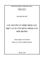 Những nguyên lý nhiệt động lực học và các ứng dụng trong các môi trường 