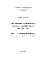 Biện pháp chữa lỗi ngôn ngữ trong bài văn miêu tả của học sinh lớp 5 