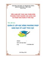 SKKN: QUẢN LÝ LỚP HỌC BẰNG PHƯƠNG PHÁP GIÁO DỤC KỶ LUẬT TÍCH CỰC