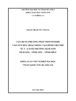 Vận dụng phương pháp montessori vào tổ chức hoạt động tạo hình cho trẻ từ 3 6 tuổi trường mầm non tích sơn – vĩnh yên – vĩnh phúc 