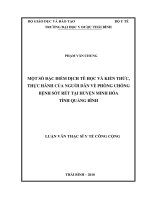 Một số đặc điểm dịch tễ học và kiến thức, thực hành của người dân về phòng chống bệnh sốt rét tại huyện minh hóa tỉnh quảng bình  