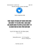 Thực trạng sử dụng quỹ khám chữa bệnh bảo hiểm y tế và kiến thức, thực hành của người bệnh về quyền lợi bảo hiểm y tế tại bệnh viện đa khoa tỉnh nam định  