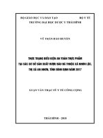 Thực trạng điều kiện an toàn thực phẩm tại các cơ sở sản xuất rượu bàu đá thuộc xã nhơn lộc , thị xã an nhơn, tỉnh bình định năm 2017  