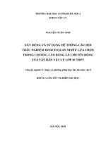 Xây dựng và sử dụng hệ thống câu hỏi trắc nghiệm khách quan nhiều lựa chọn chương “cân bằng và chuyển động của vật rắn” vật lí 10 THPT 