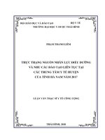 Thực trạng nguồn lực điều dưỡng và nhu cầu đào tạo liên tục tại các trung tâm y tế huyện của tỉnh hà nam năm 2017  